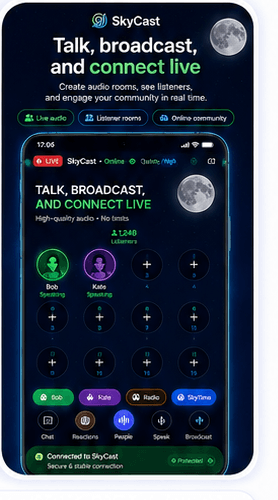 SkyCast — sala de áudio ao vivo